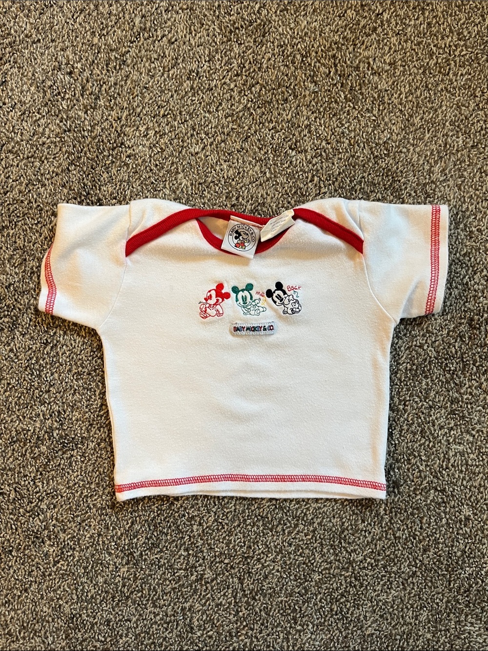 Vintage 90s Baby Mickey & Co. Embroidered Ringer T-Shirt 12M Disney
